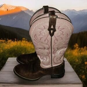 Ariat Legend Women Size 6.5B Brown Pink Leather Western Cowboy Boots 10007956